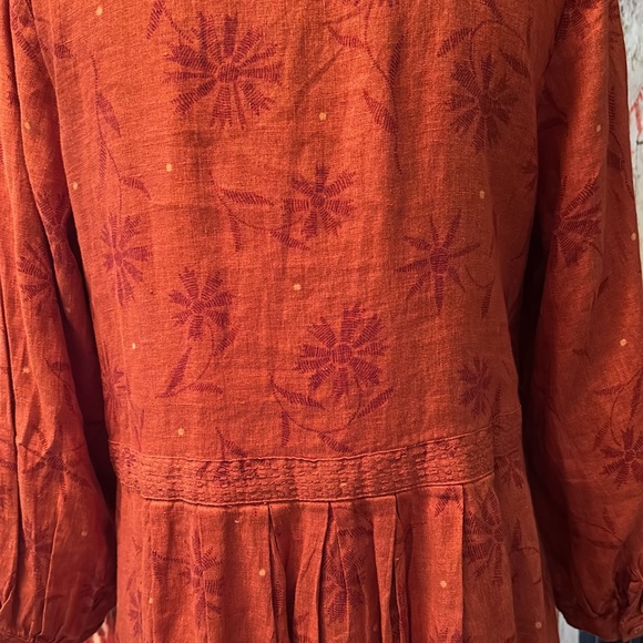 Gudrun Sjoden “Leia” Linen Dress, Henna/Patterned, Size Medium - Picture 8 of 15